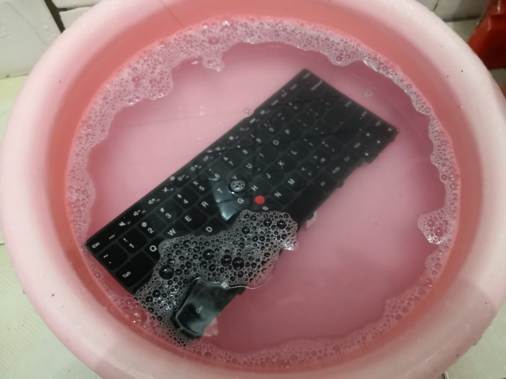 ThinkPad T460 keyboard submerged in soapy water. Smart fix or stupid decision.