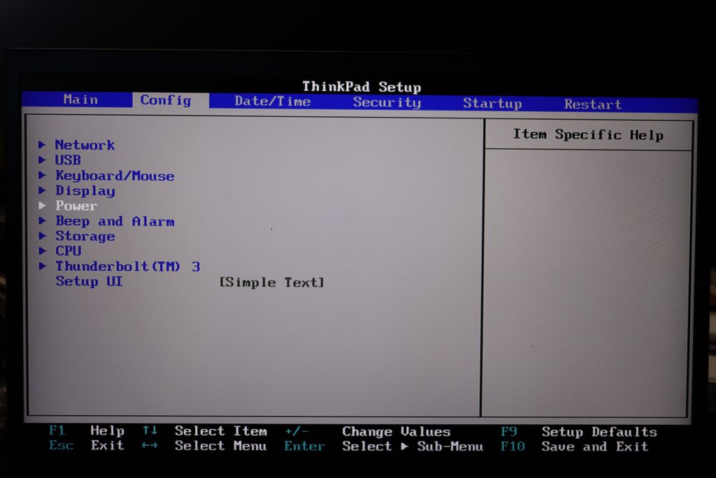 Go to the "Power" setting.